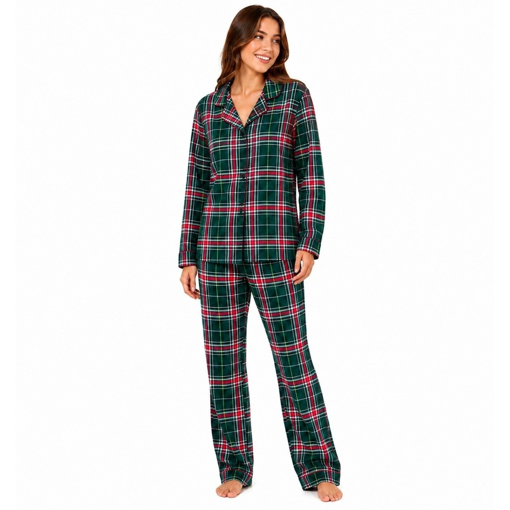 PJ Set Womens Size Medium Plaid Long Sleeve Pajamas Sleepwear